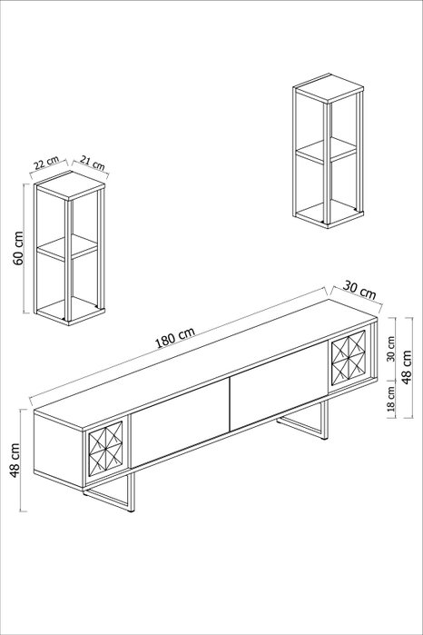Hanah Home Mueble de TV Black Line - Blanco y Negro